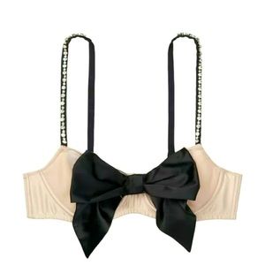 Victorias Secret Dream Angels Wicked Embellished Bow Balconette Bra Champagne